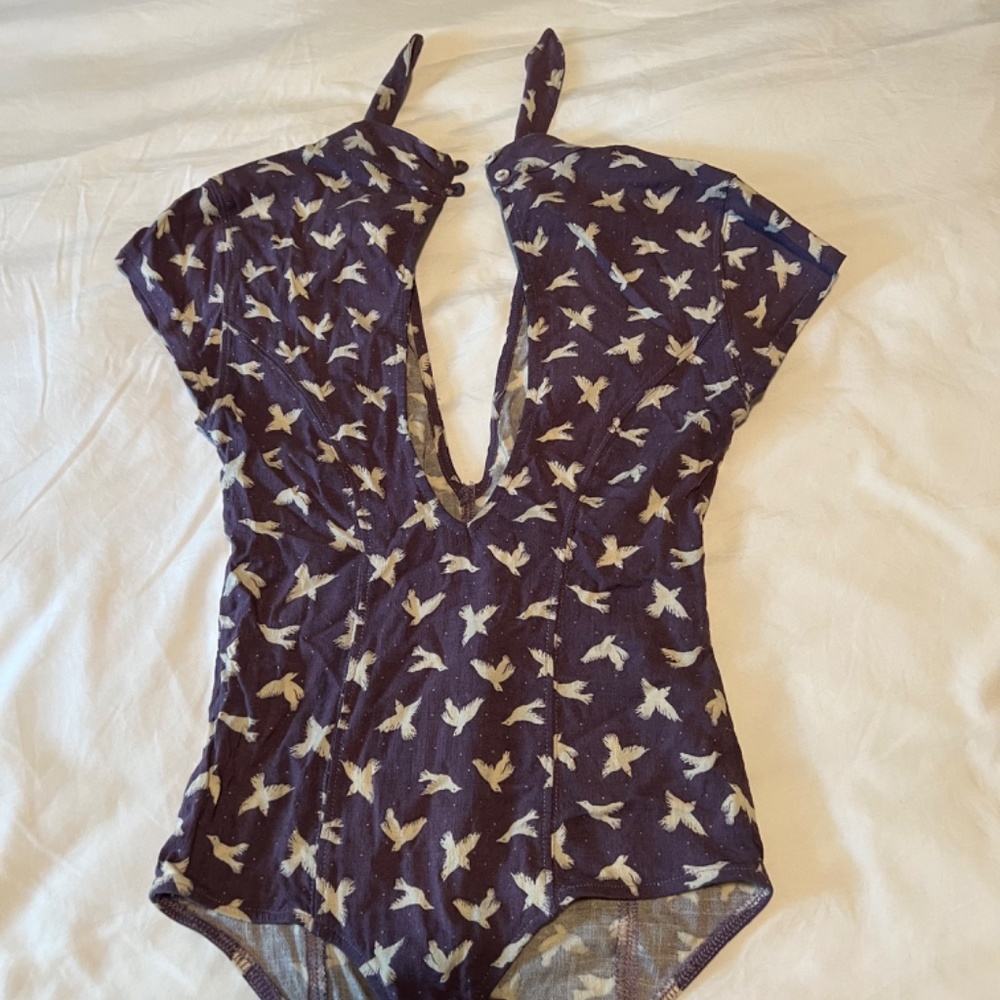 Free People Lavender Body Suit with White Birds - Picture 6 of 6